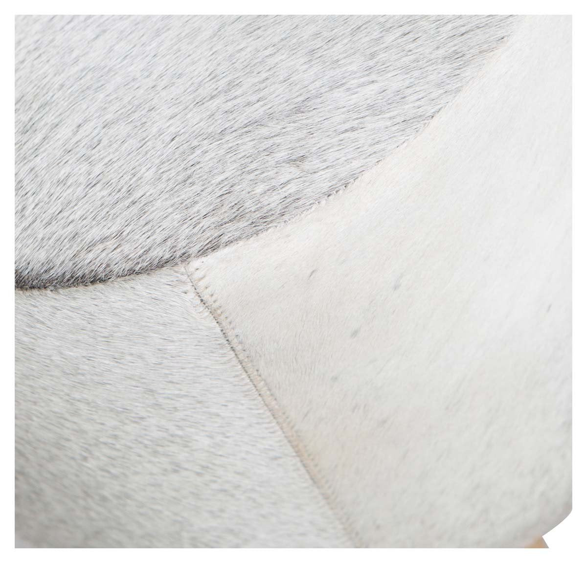 Mushroom Cowhide Stool with Eucalyptus Wood Legs-abc