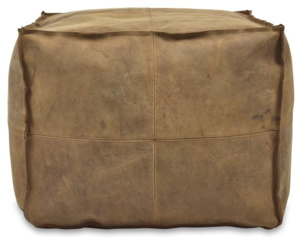 Napa Leather Soft Square Ottoman - Tan-abc