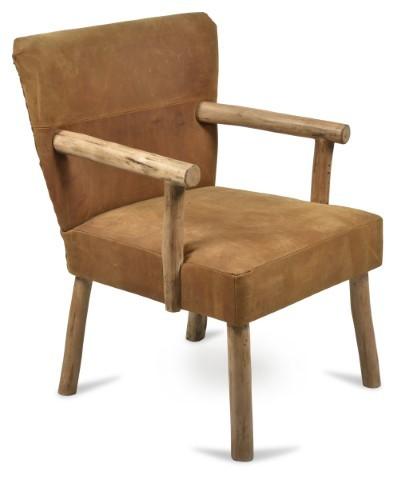Palermo Leath and Wood Feature Chair - Tan/Natural-abc