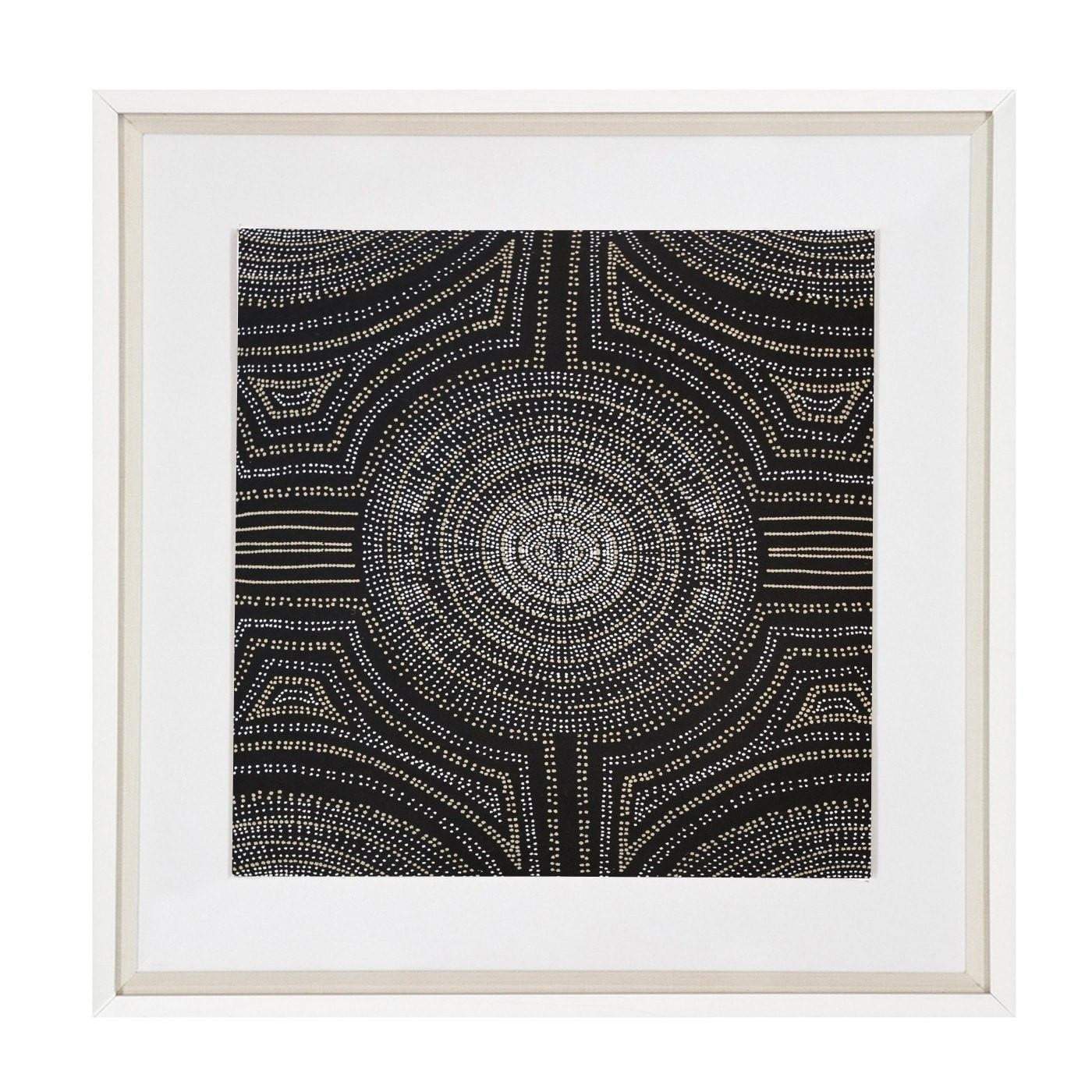 Dreamtime Aboriginal Dot Black Artwork 52x52cm-abc