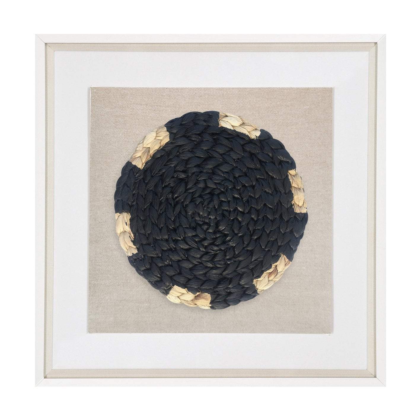 Place Mat Black on Natural Artwork 52 x 52 cm-Accessories-Bandhini Homewear Design-Black-25 x 25--abc