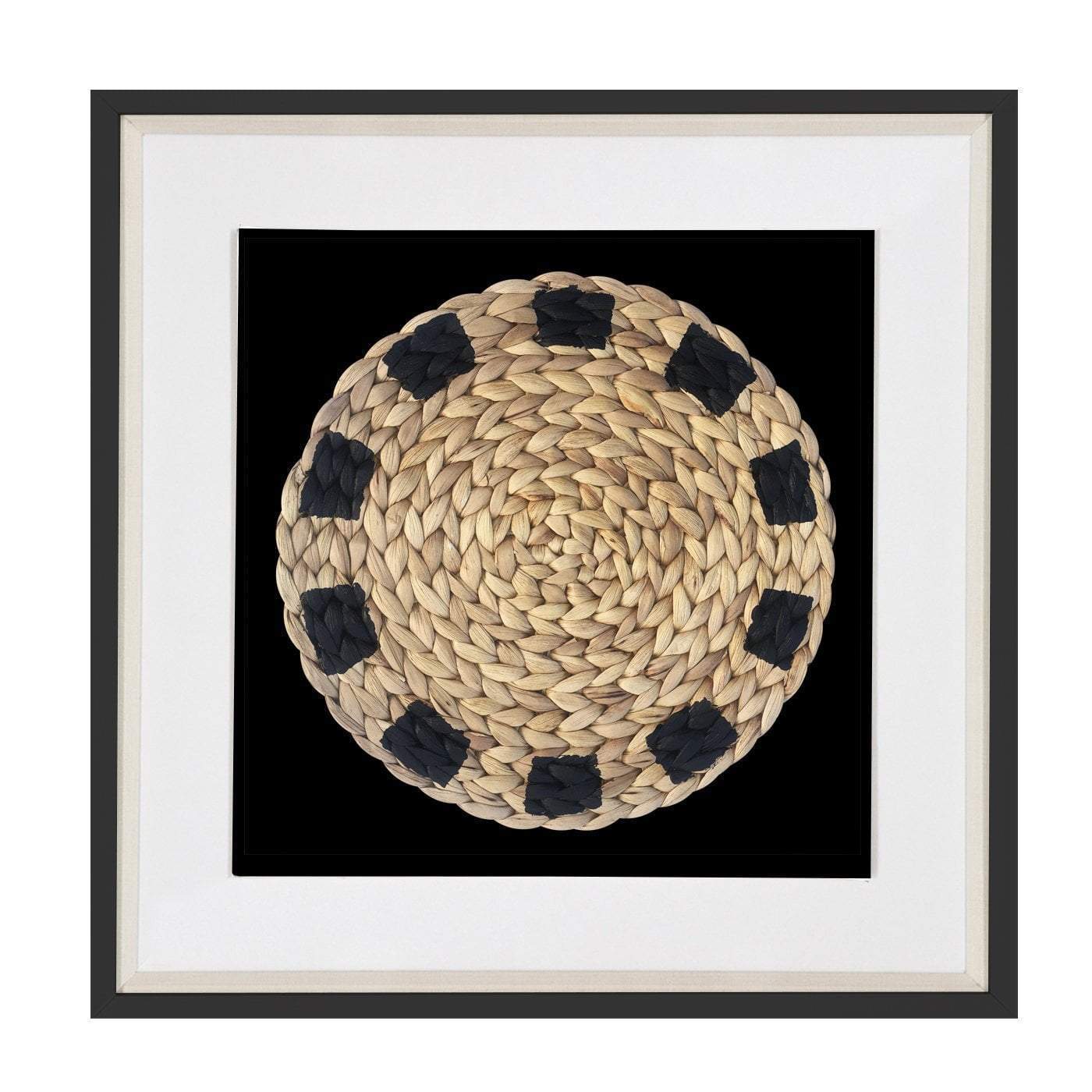 Place Mat Natural on Black Artwork 52 x 52 cm-Accessories-Bandhini Homewear Design-Black-25 x 25--abc