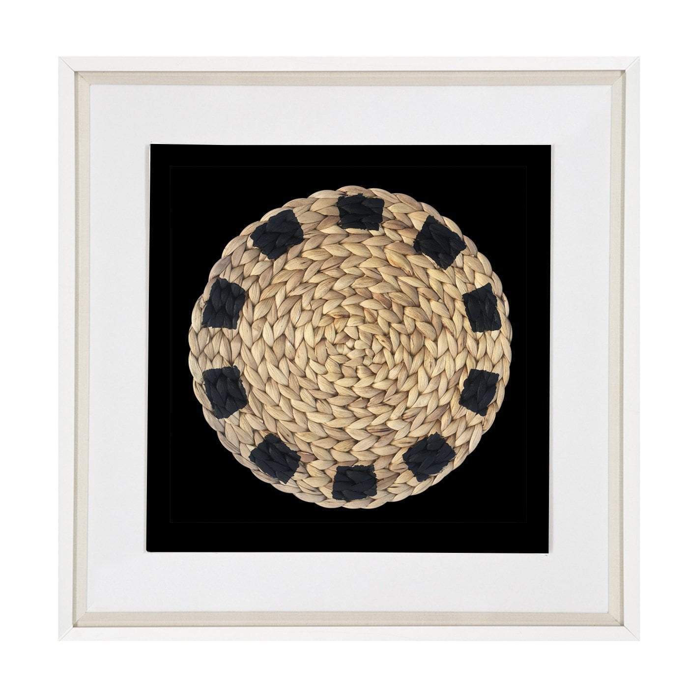 Place Mat Natural on Black Artwork 52 x 52 cm-Accessories-Bandhini Homewear Design-Black-25 x 25--abc