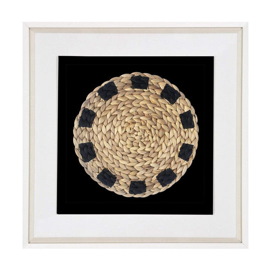 Place Mat Natural on Black Artwork 52 x 52 cm-Accessories-Bandhini Homewear Design-Black-25 x 25--abc