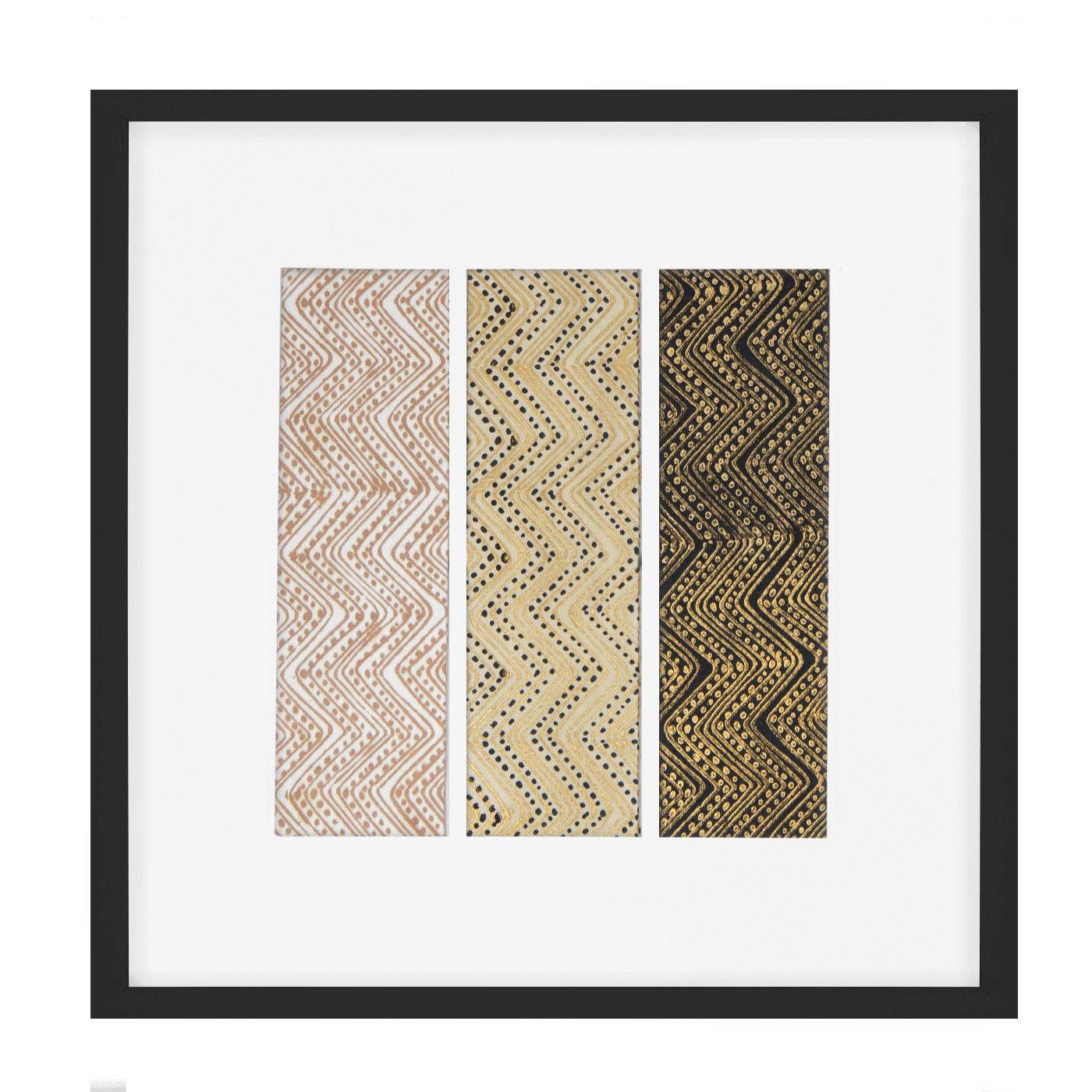 Ruins Zig Triptic Black Artwork 52 x 52 cm-Accessories-Bandhini Homewear Design-Black-52 x 52--abc