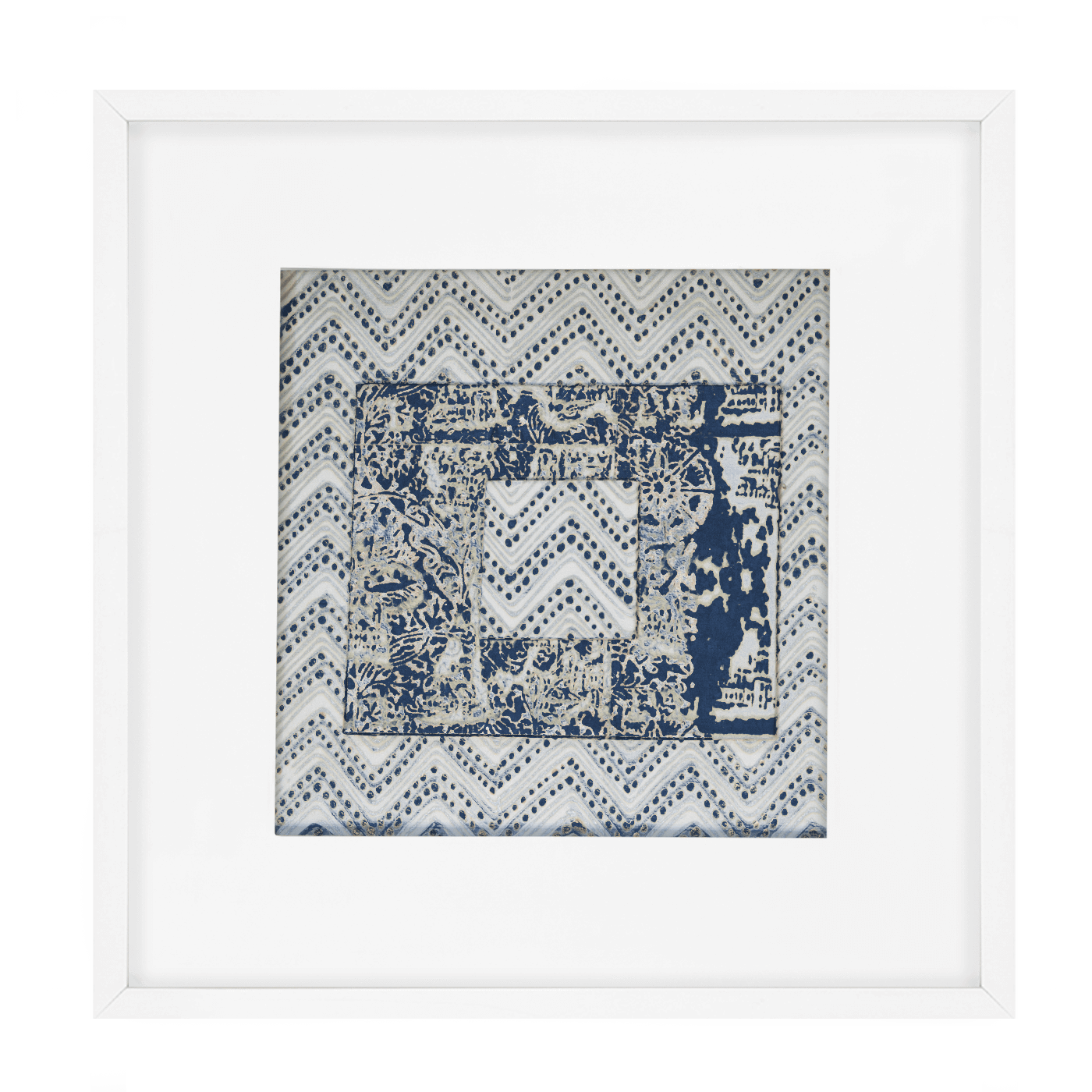 Ruins Zig Box Navy Artwork 52 x 52 cm-Accessories-Bandhini Homewear Design-Navy-52 x 52--abc