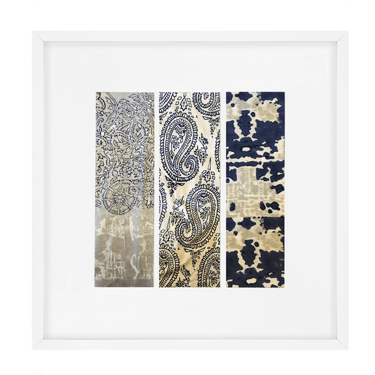 Ruins Zig Triptic Navy Artwork 52 x 52 cm-Accessories-Bandhini Homewear Design-Navy-52 x 52--abc