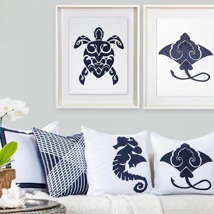 Sea Turtle Navy Artwork 67 x 85 cm-Accessories-Bandhini Homewear Design-Navy-67 x 85 cm--abc