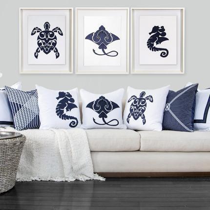 Sea Turtle Navy Artwork 67 x 85 cm-Accessories-Bandhini Homewear Design-Navy-67 x 85 cm--abc