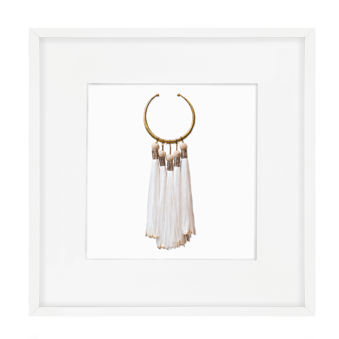 Tassel Amulet White Artwork 52 x 52 cm-Accessories-Bandhini Homewear Design-White-52 x 52--abc