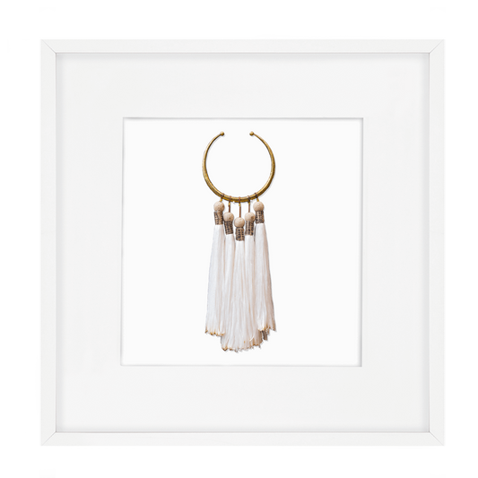 Tassel Amulet White Artwork 52 x 52 cm-Accessories-Bandhini Homewear Design-White-52 x 52--abc