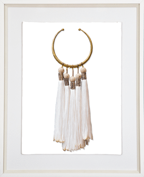 Tassel Amulet White Artwork 67cm x 85cm-Accessories-Bandhini Homewear Design-White-52 x 52--abc