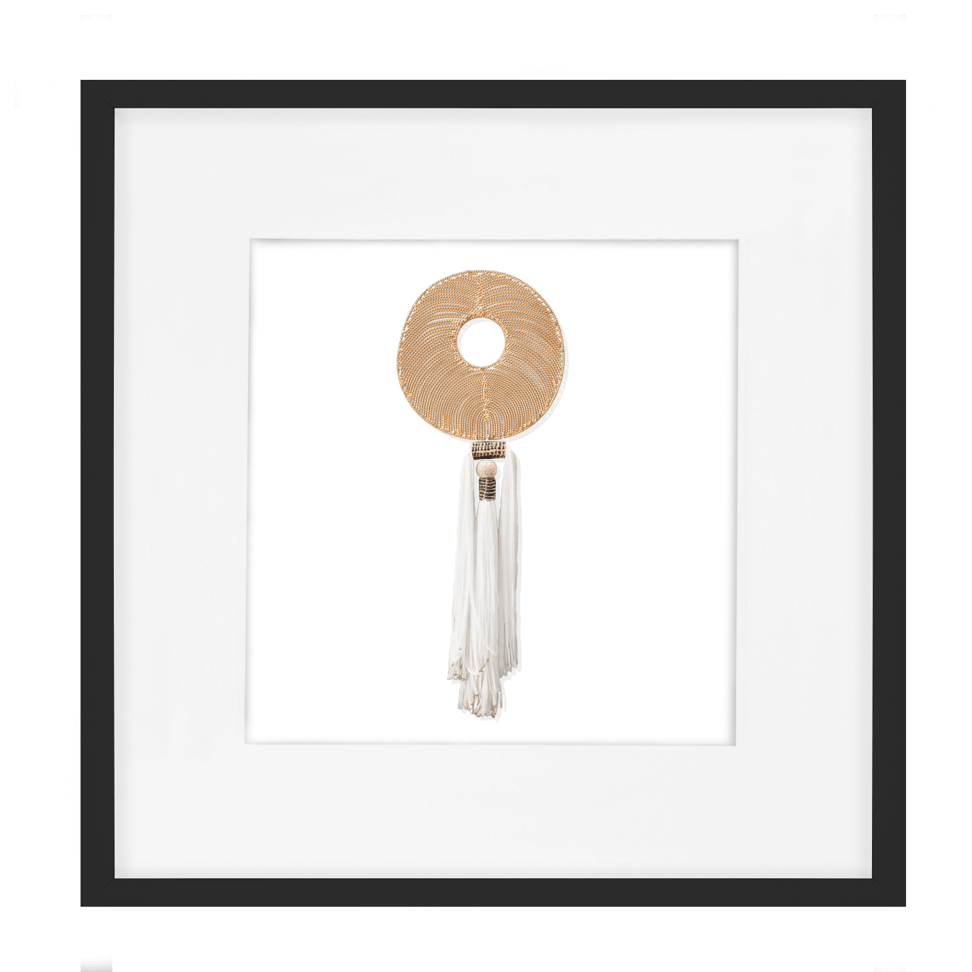 Tassel Disc Gold White Artwork 52 x 52 cm-Accessories-Bandhini Homewear Design-White-52 x 52--abc