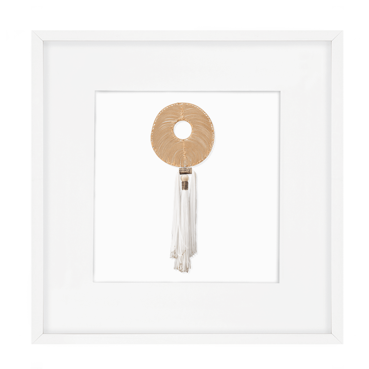 Tassel Disc Gold White Artwork 52 x 52 cm-Accessories-Bandhini Homewear Design-White-52 x 52--abc