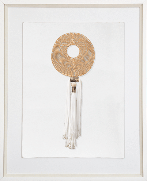 Tassel Disc Gold White Artwork 67cm x 85cm-Accessories-Bandhini Homewear Design-White-52 x 52--abc