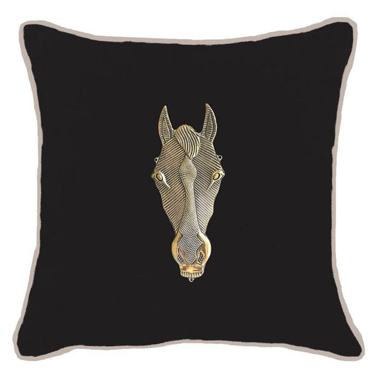 Horse Head Black Lounge Cushion 55x55cm-abc