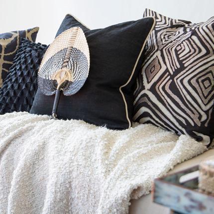 Ikat Zebra Black Lounge Cushion 55 x 55 cm-abc