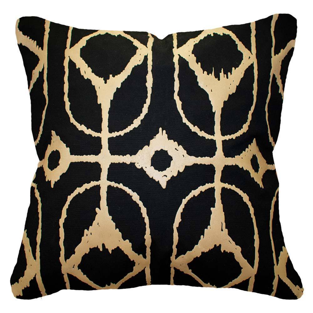 Outdoor Inner Ikat Diamond Black Lounge Cushion 55 x 55 cm-abc