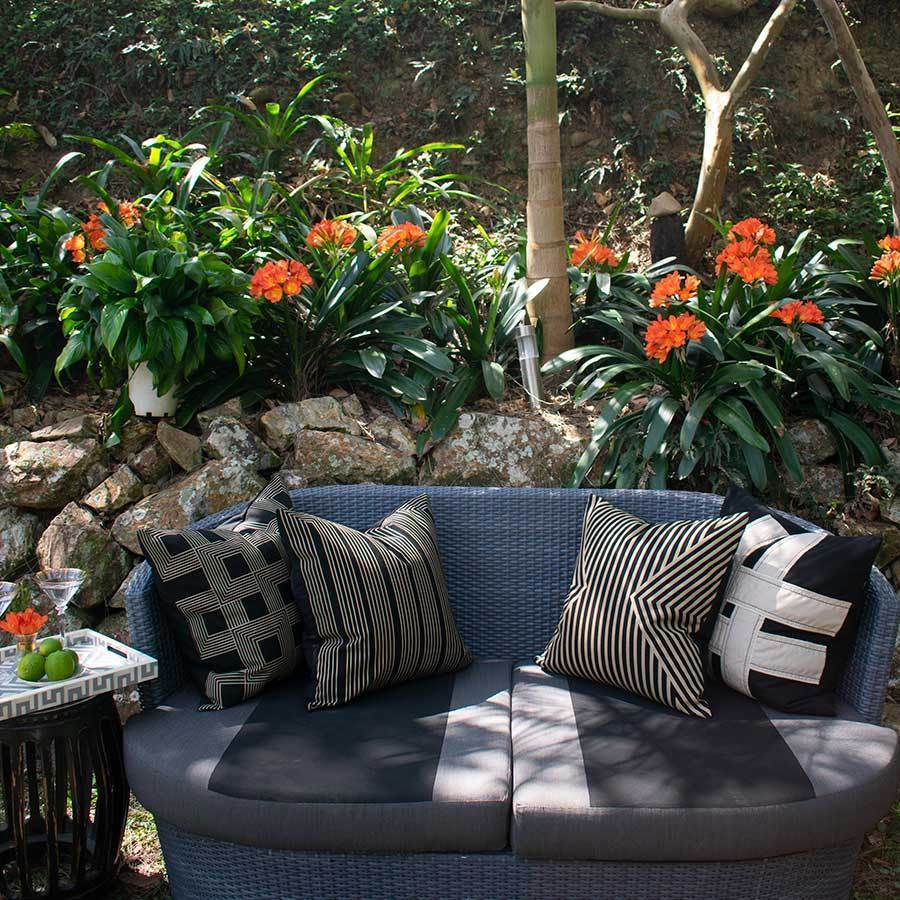 Outdoor Paramaze Black & Beige Lounge Cushion 55 x 55 cm-Outdoors-Bandhini Homewear Design-Black-22 x 22--abc