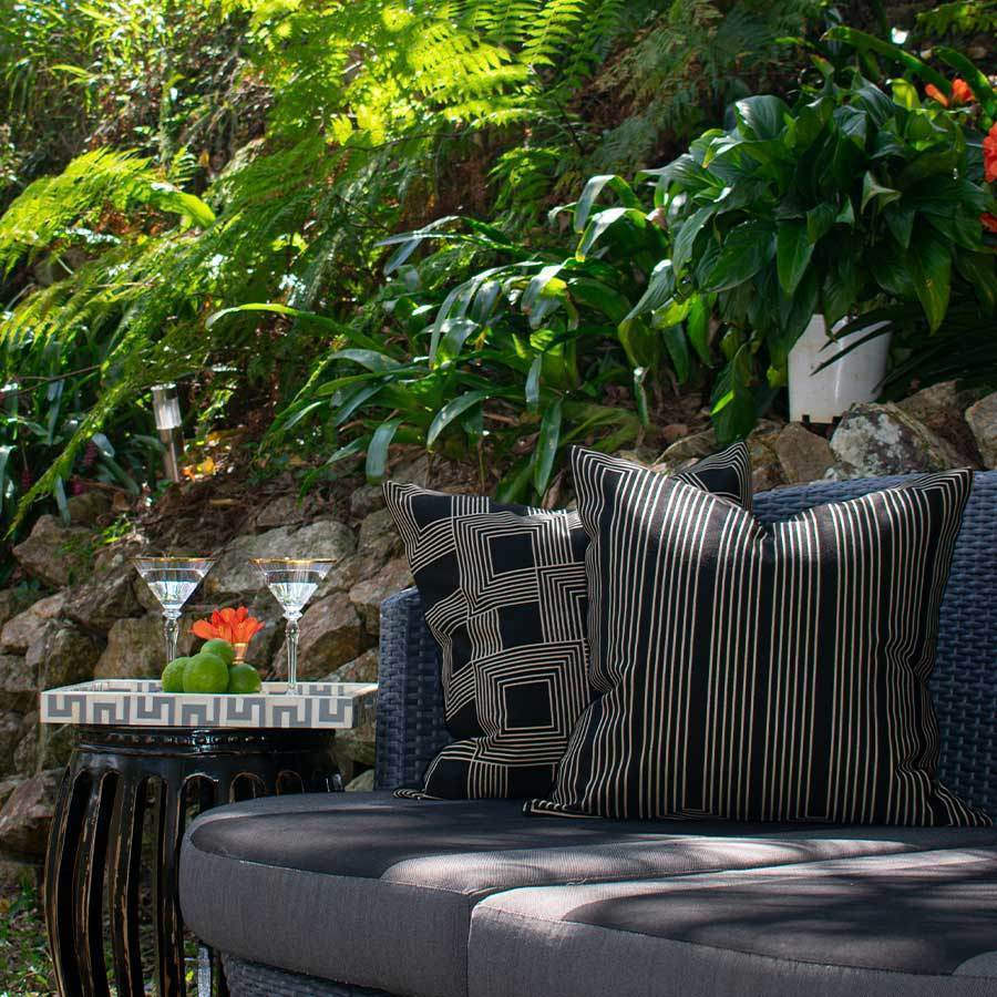 Outdoor Paramaze Black & Beige Lounge Cushion 55 x 55 cm-Outdoors-Bandhini Homewear Design-Black-22 x 22--abc