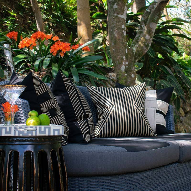 Outdoor Parasol Black Lounge Cushion 55 x 55 cm-Outdoors-Bandhini Homewear Design-Black-22 x 22--abc