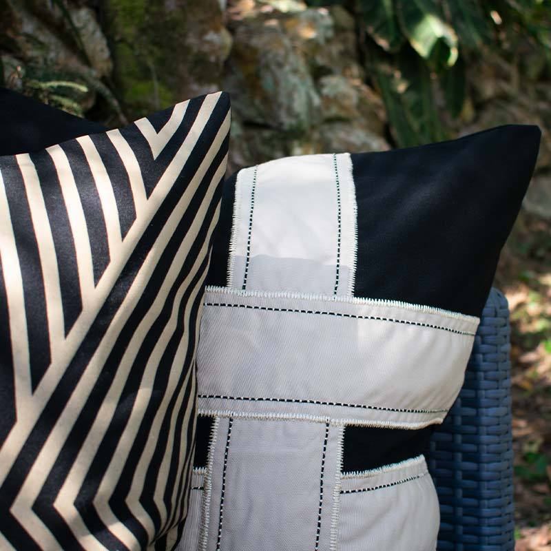 Outdoor Parasol Black Lounge Cushion 55 x 55 cm-Outdoors-Bandhini Homewear Design-Black-22 x 22--abc