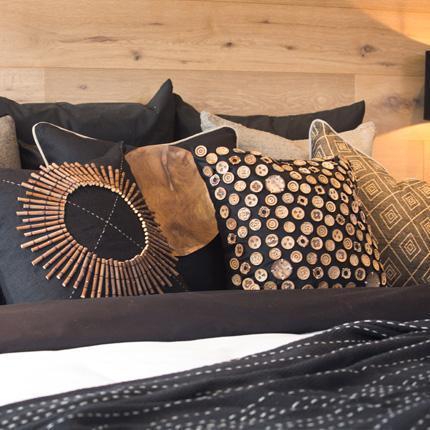 Weave Cross Black Lounge Cushion 55 x 55 cm-Accessories-Bandhini Homewear Design-Black-22 x 22--abc