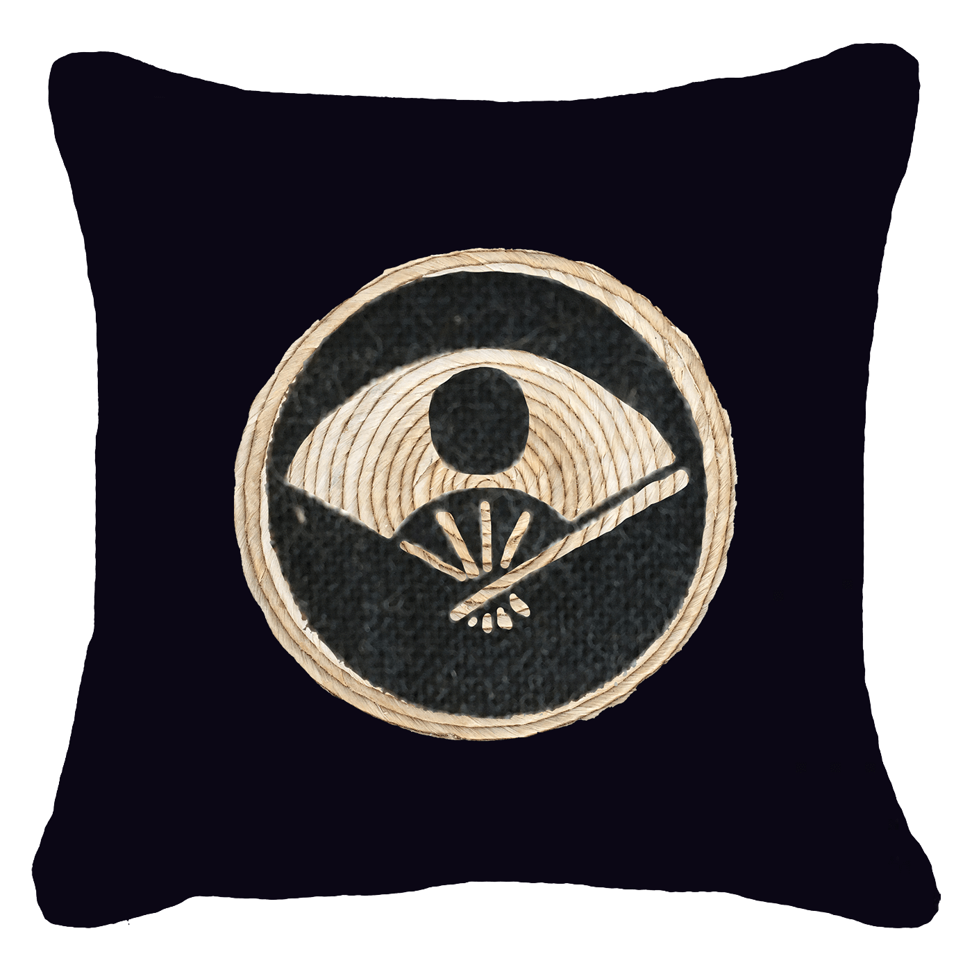 Place Mat Fan Black Lounge Cushion 55 x 55 cm-Accessories-Bandhini Homewear Design-Black-55 x 55 cm--abc