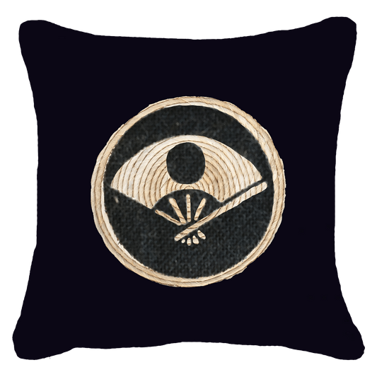 Place Mat Fan Black Lounge Cushion 55 x 55 cm-Accessories-Bandhini Homewear Design-Black-55 x 55 cm--abc