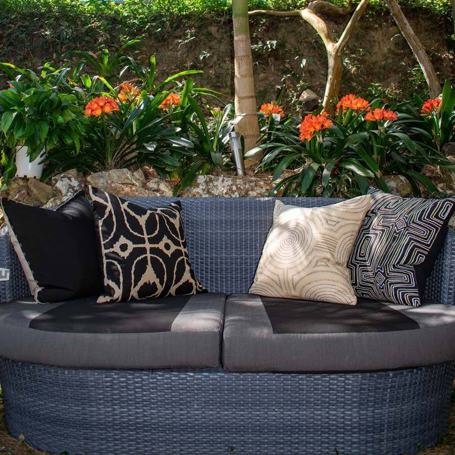 Outdoor Reverse Black Beige Lounge Cushion 55 x 55 cm-Outdoors-Bandhini Homewear Design-Black Beige-22 x 22--abc