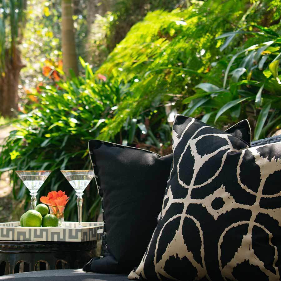Outdoor Reverse Black Beige Lounge Cushion 55 x 55 cm-Outdoors-Bandhini Homewear Design-Black Beige-22 x 22--abc