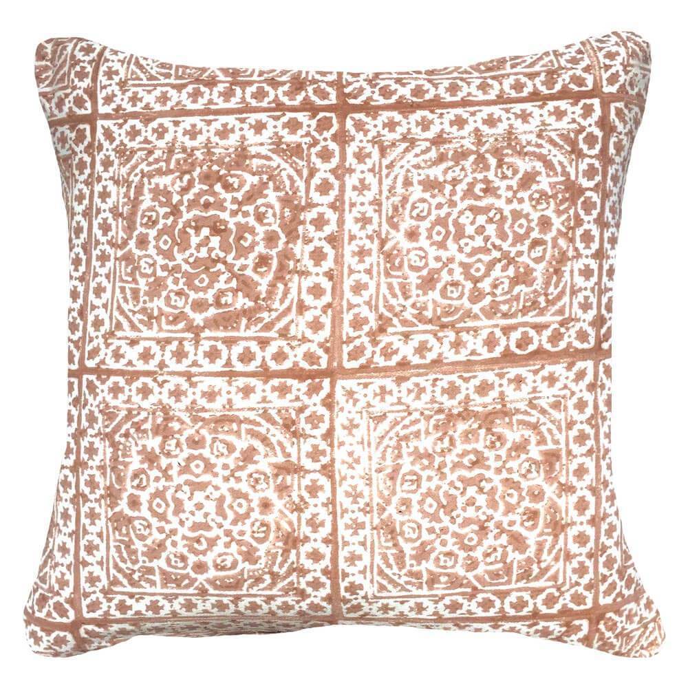 Kilim Repeat Block Print Blush Lounge Cushion-abc