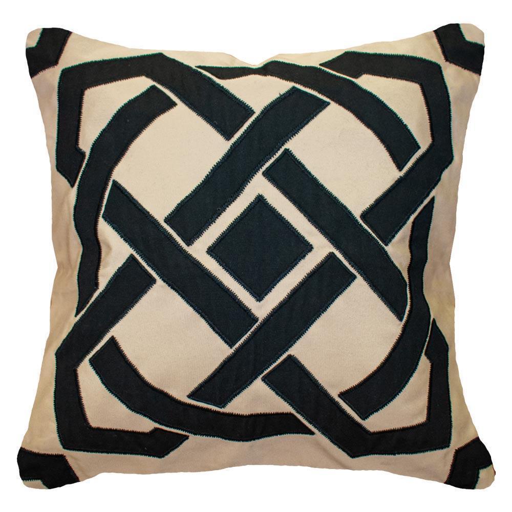 Outdoor Dial Black & Beige Lounge Cushion 55 x 55 cm-Outdoors-Bandhini Homewear Design-Natural-22 x 22--abc