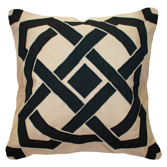 Outdoor Dial Black & Beige Lounge Cushion 55 x 55 cm-Outdoors-Bandhini Homewear Design-Natural-22 x 22--abc