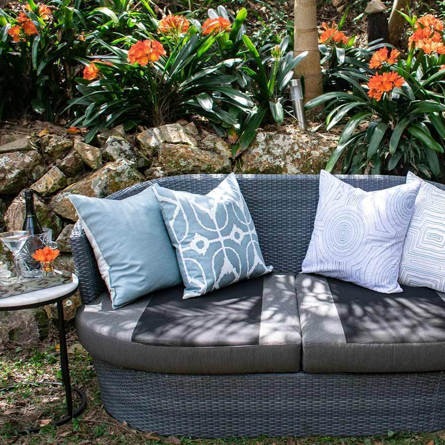 Outdoor Inner Ikat Diamond Cloud blue Lounge Cushion 55 x 55 cm-Outdoors-Bandhini Homewear Design-Cloud-22 x 22--abc