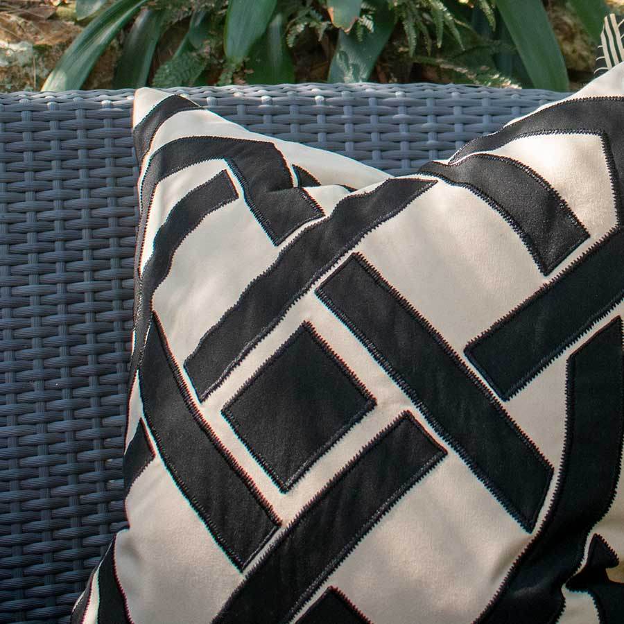 Outdoor Dial Black & Beige Lounge Cushion 55 x 55 cm-Outdoors-Bandhini Homewear Design-Natural-22 x 22--abc