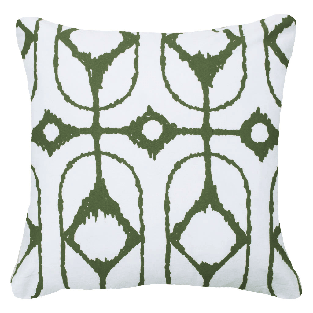 Outdoor Inner Ikat Diamond Green Lounge Cushion 55 x 55 cm-abc
