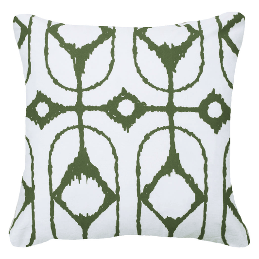 Outdoor Inner Ikat Diamond Green Lounge Cushion 55 x 55 cm-abc
