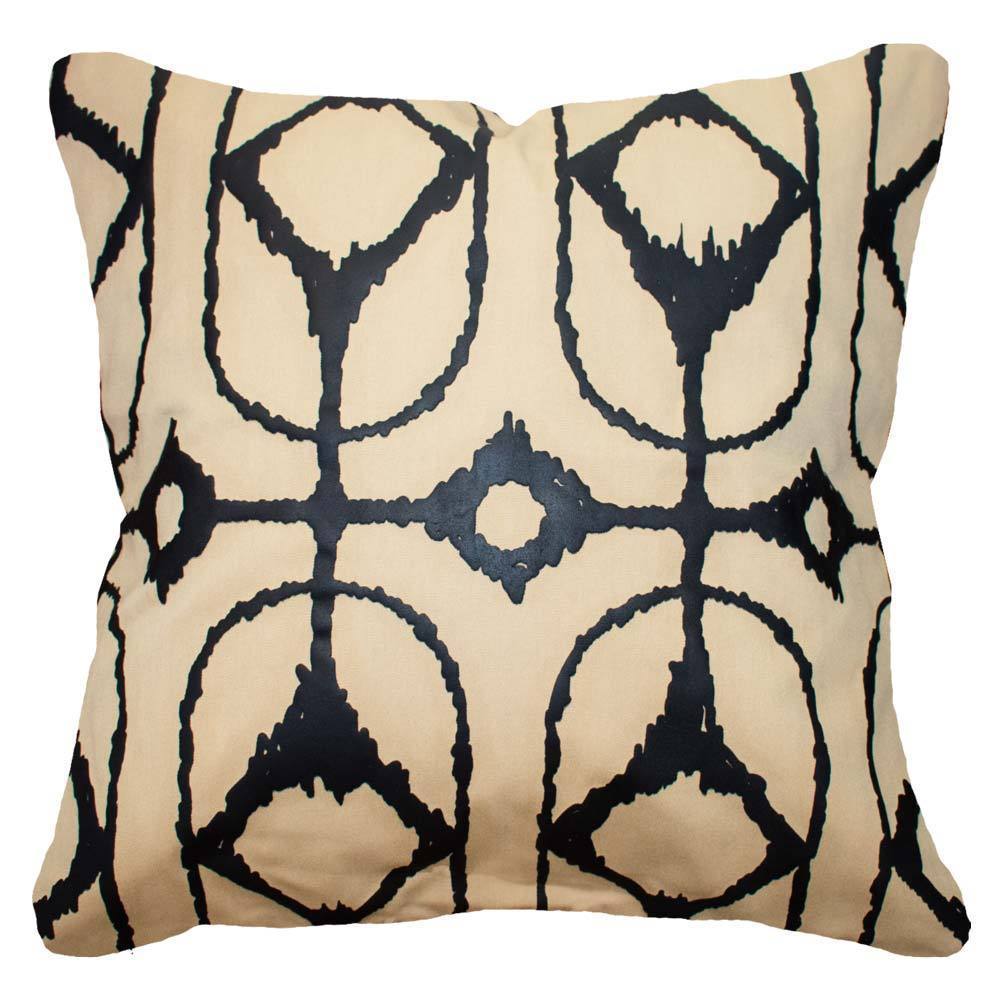 Outdoor Inner Ikat Diamond Natural Lounge Cushion 55 x 55 cm-Outdoors-Bandhini Homewear Design-Natural-22 x 22--abc