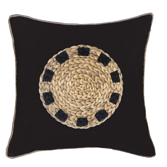 Place Mat Natural on Black Lounge Cushion 55 x 55cm-Accessories-Bandhini Homewear Design-Natural-22 x 22--abc