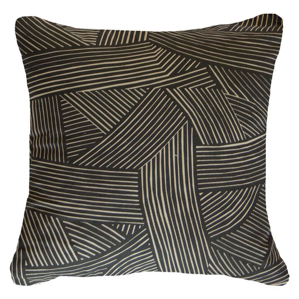 Rake Rope Black Lounge Cushion 55 x 55 cm-Accessories-Bandhini Homewear Design-Natural-22 x 22--abc