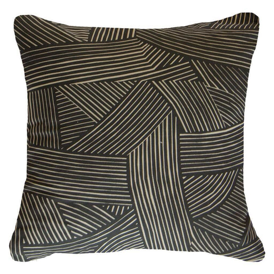 Rake Rope Black Lounge Cushion 55 x 55 cm-Accessories-Bandhini Homewear Design-Natural-22 x 22--abc