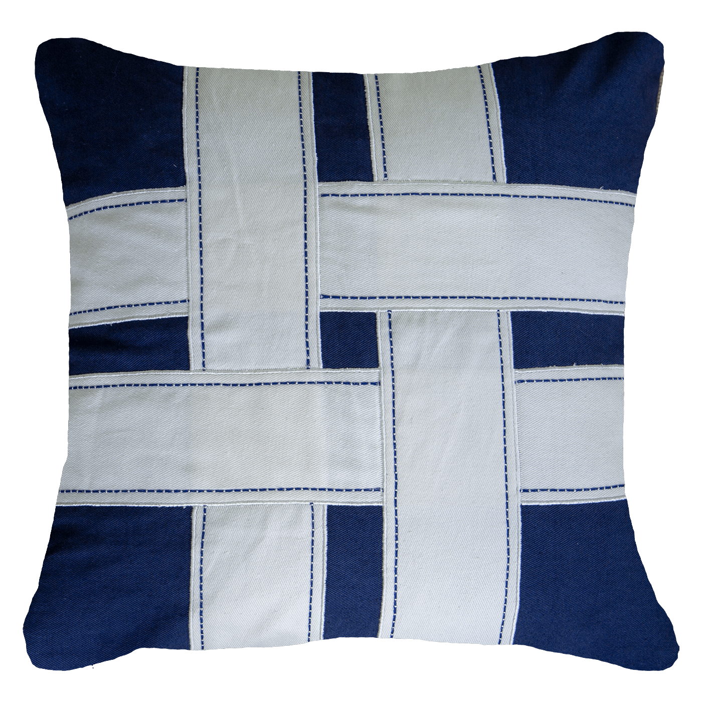 Cross Sash Navy Lounge Cushion 55 x 55 cm-abc