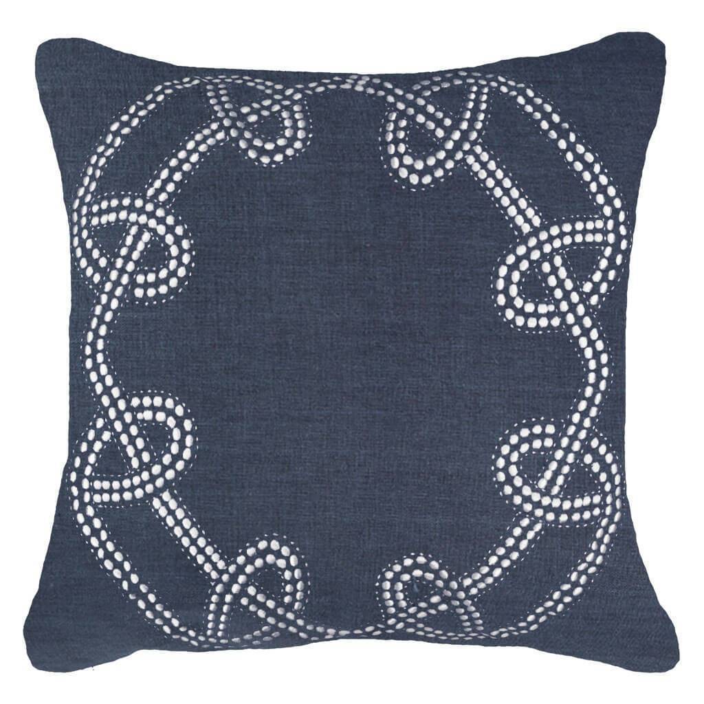 Dot Chain Knot Navy Lounge Cushion 55x55cm-abc