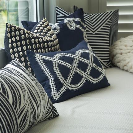 Dot Chain Knot Navy Lounge Cushion 55x55cm-abc