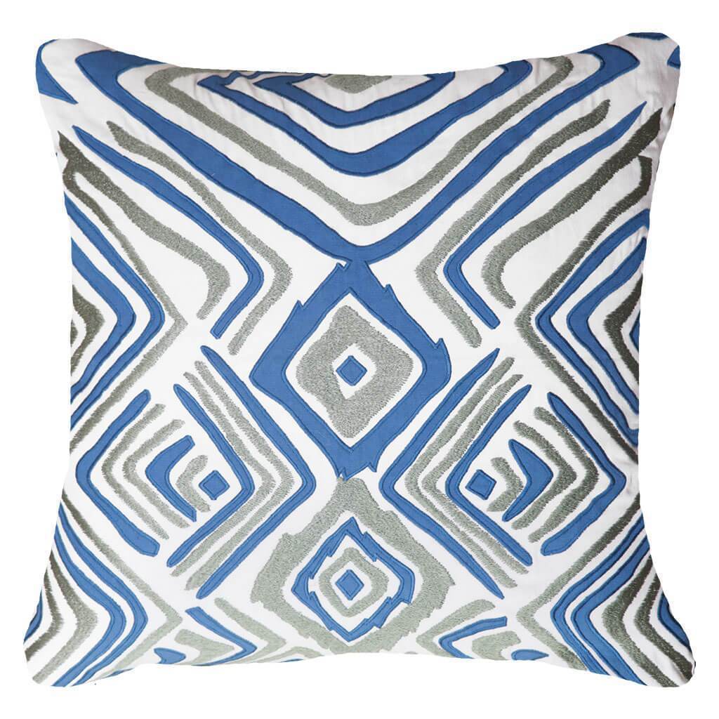 Ikat Zebra Blue Lounge Cushion 55x55cm-abc