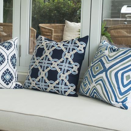 Ikat Zebra Blue Lounge Cushion 55x55cm-abc