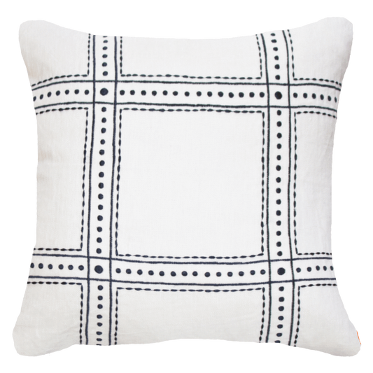 Linen Dots Navy Lounge Cushion 55 x 55 cm-abc