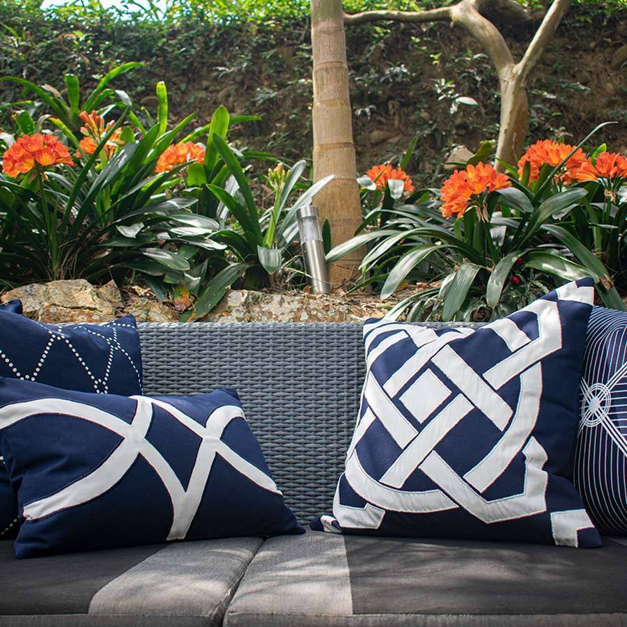 Outdoor Compass Navy Lounge Cushion 55 x 55 cm-Outdoors-Bandhini Homewear Design-Navy-22 x 22--abc