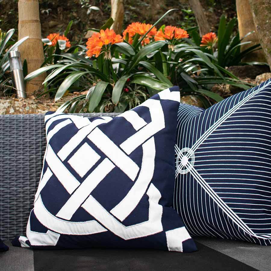 Outdoor Compass Navy Lounge Cushion 55 x 55 cm-Outdoors-Bandhini Homewear Design-Navy-22 x 22--abc